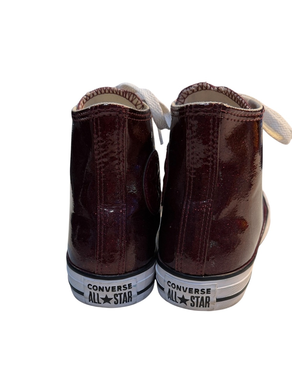 Converse Chuck Taylor All Star High Top 7.5 Burgundy Red Glitter Sparkle - Picture 6 of 10